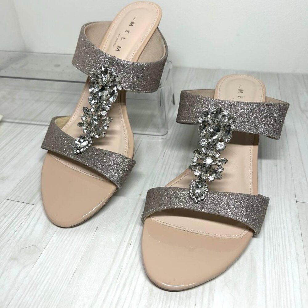 Melmuo Sparkling Wedge Sole Sandals with Jewels
